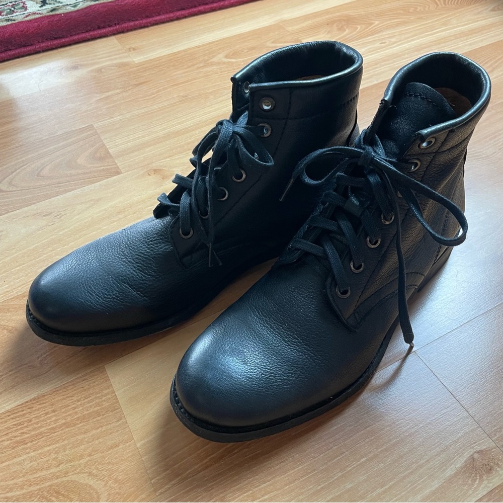 Lace up leather frye combat boots